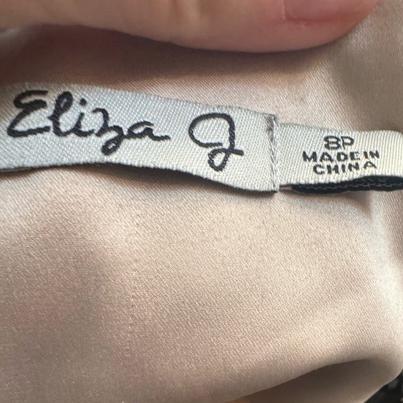 ELIZA J Black White Gold Striped A-Line Dress Sz 8P Medium Bloomingdales Jewels - Picture 7 of 13